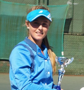 Lee003: Fifth seed Lee Barnard of Gauteng North, winner of the girls singles Wanderers Junior ITF 2014. Barnard beat unseeded Minette Van Vreden of Boland 6-2 6-2 to take the title on Friday.