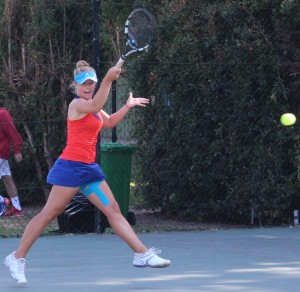 Top seed Lee Barnard of South Africa in action in round two of the SAS ITF Junior 2 in Stellenbosch. Barnard beat unseeded Eva Vedder of Netherlands 6-2 6-1 on Tuesday.
