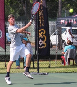 Fifth seed Philip Frankin of South Africa in action in the quarterfinals of the SAS ITF Junior 1 on Wednesday. Frankin beat fellow South African unseeded Marnich Hattingh 6-3 7-5 in Stellenbosch.
