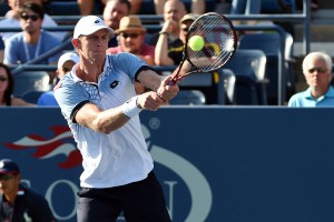 September 7, 2015 - Kevin Anderson in action against Andy Murray in a men's singles fourth-round match during the 2015 US Open at the USTA Billie Jean King National Tennis Center in Flushing, NY. (USTA/Garrett Ellwood)