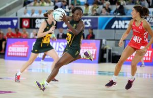 The SPAR Proteas wing attack and captain Bongi Msomi controls the ball on attack during South Africa's last game against England in the Quad Series played in Melbourne, Australia on Sunday. England beat South Africa 57-44.