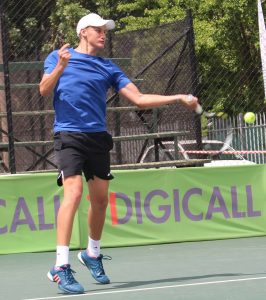 South African promising young star, Bertus Kruger of Gauteng won through to the next round of the Digital Futures 2 international tennis tournament being played at the University of Stellenbosch. South African Wild Card, Kruger, beat Alexander Merino of Peru 6-3 6-4.