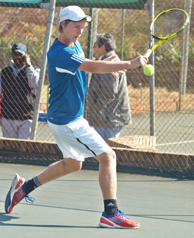 Second seed Francois Kellerman of Western Province in action at the Gauteng North Junior ITF being played at the Groenkloof Tennis Stadium in Pretoria. Kellerman beat unseeded Mehluli Sibanda of Zimbabwe 6-3 6-3 in the quarterfinals on Wednesday.